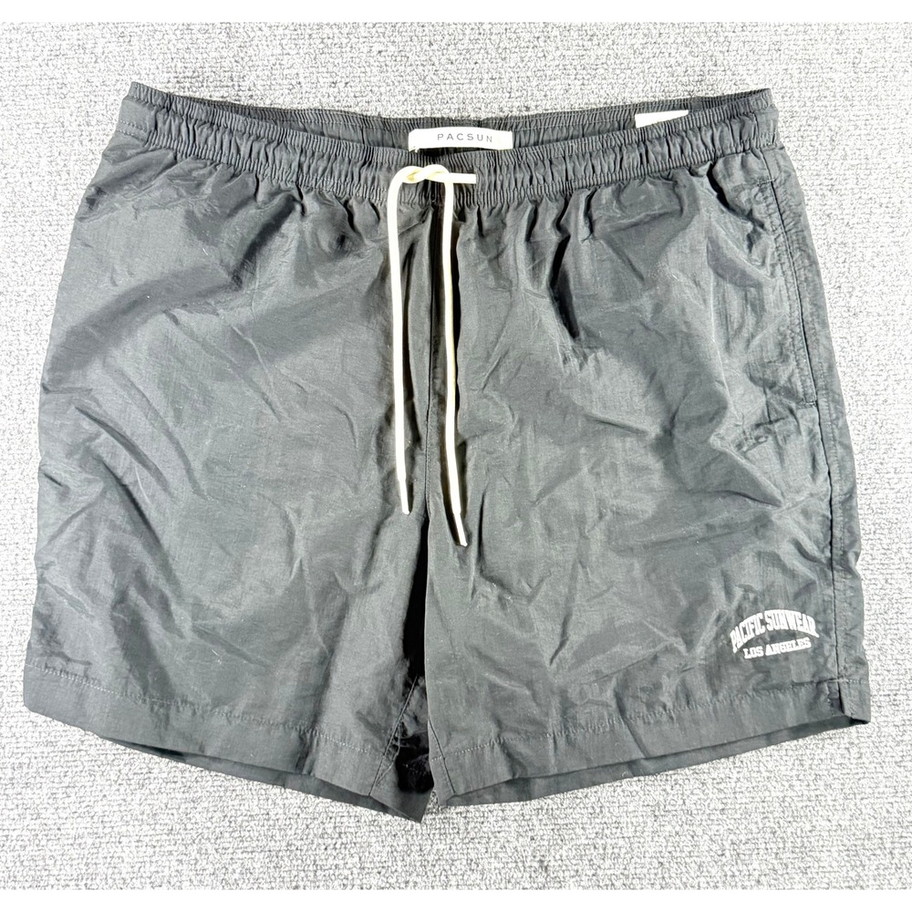 PacSun Los Angeles Mens Swim Trunks Black Mesh Board Shorts Large 6" Inseam